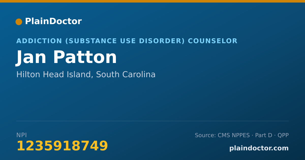 Shareable card for Jan Patton - Addiction (Substance Use Disorder) Counselor, Hilton Head Island, SC