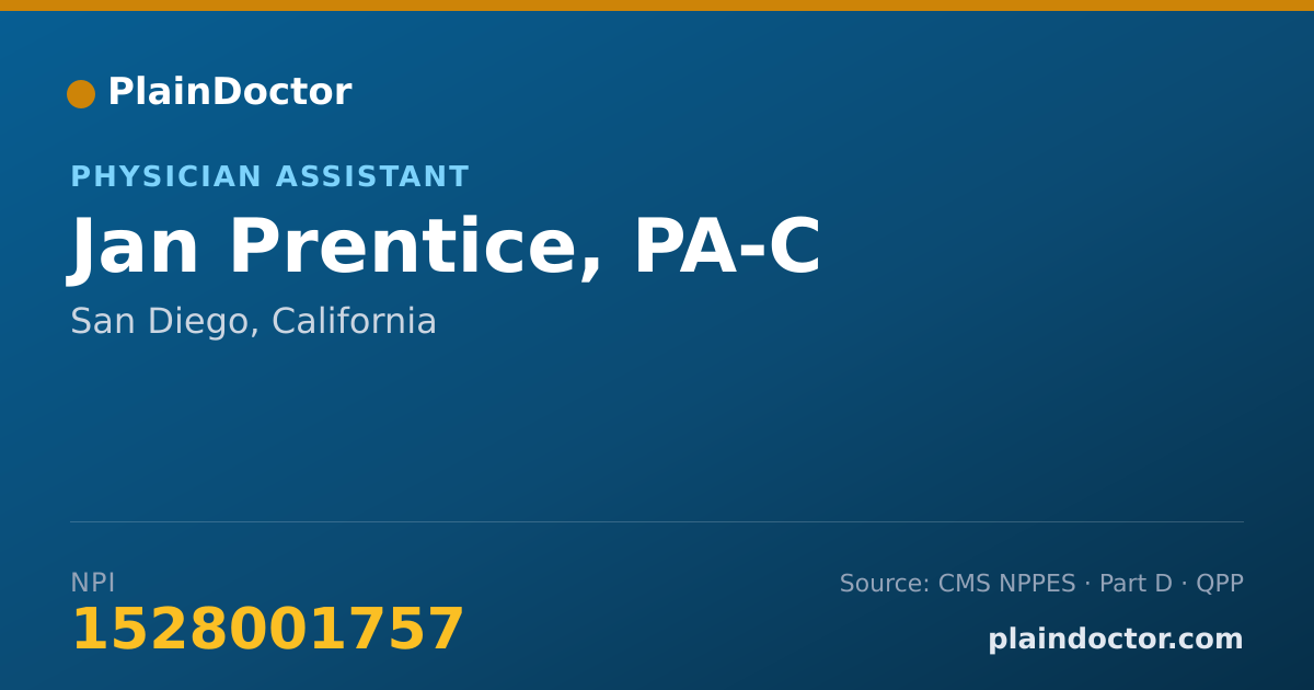 Shareable card for Jan Prentice, PA-C - Physician Assistant, San Diego, CA