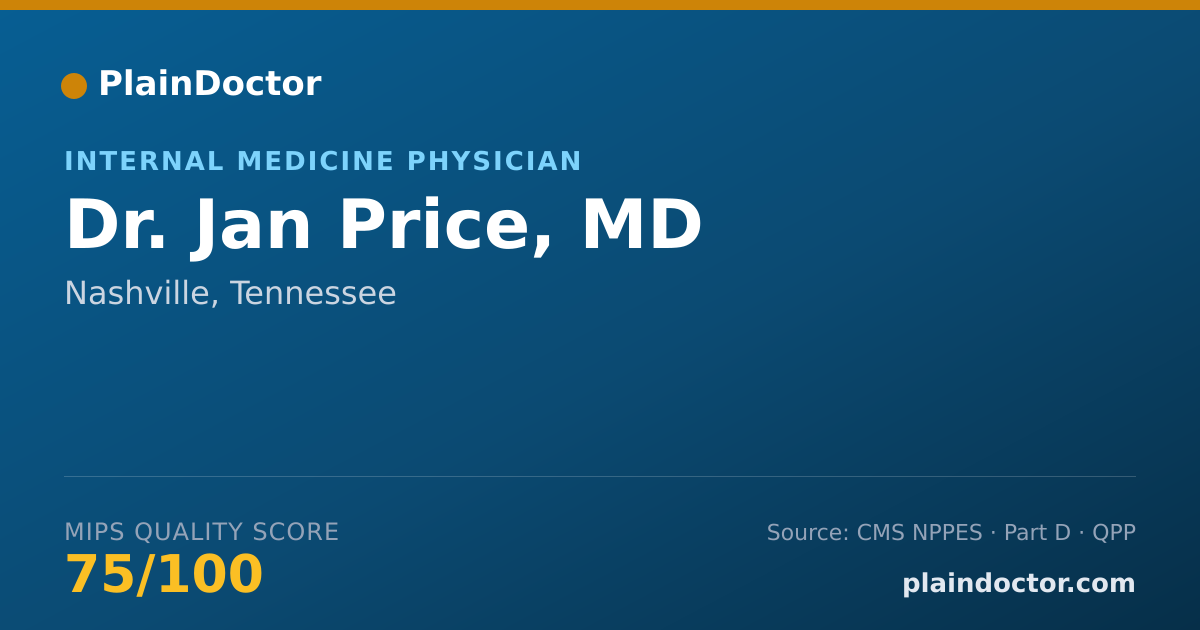 Shareable card for Jan Price, MD - Internal Medicine Physician, Nashville, TN