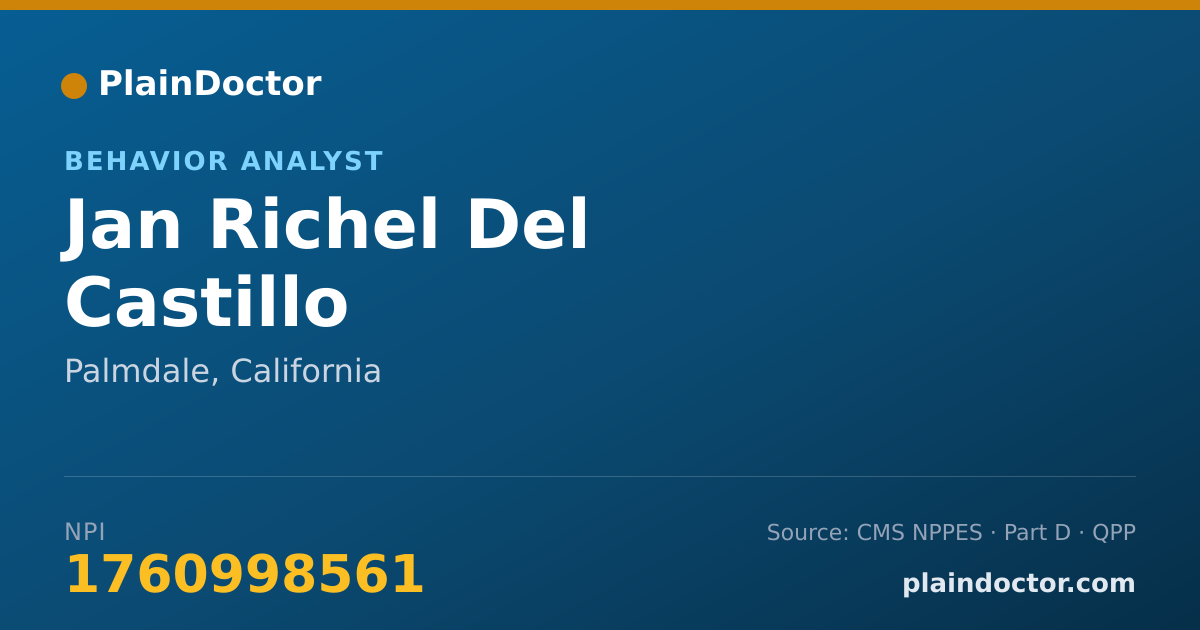 Shareable card for Jan Richel Del Castillo - Behavior Analyst, Palmdale, CA