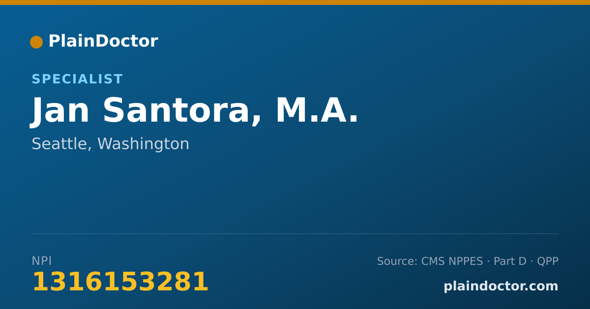 Shareable card for Jan Santora, M.A. - Specialist, Seattle, WA