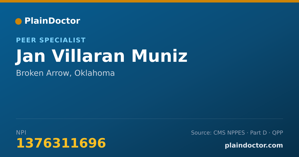 Shareable card for Jan Villaran Muniz - Peer Specialist, Broken Arrow, OK