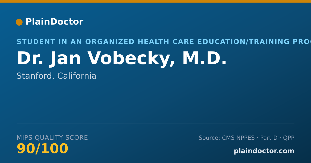 Shareable card for Jan Vobecky, M.D. - Student in an Organized Health Care Education/Training Program, Stanford, CA