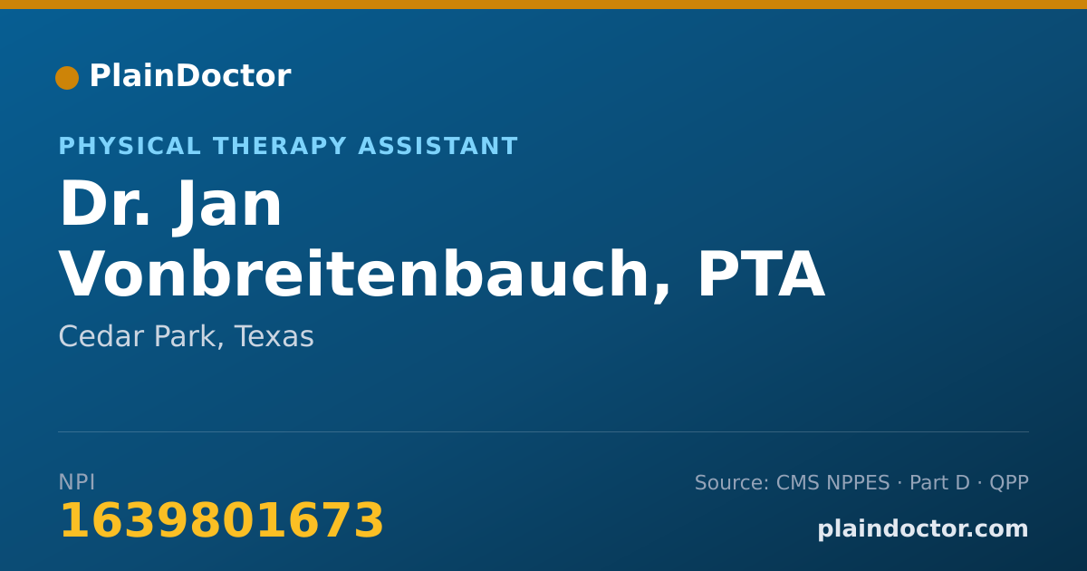 Shareable card for Jan Vonbreitenbauch, PTA - Physical Therapy Assistant, Cedar Park, TX