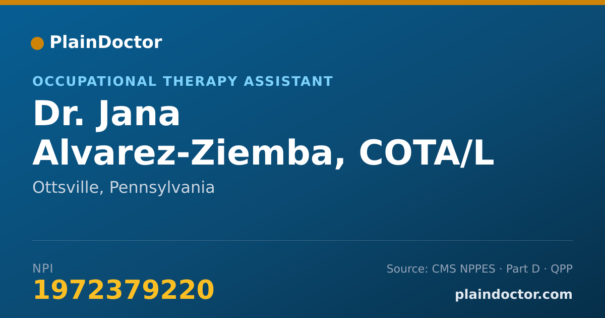 Shareable card for Jana Alvarez-Ziemba, COTA/L - Occupational Therapy Assistant, Ottsville, PA