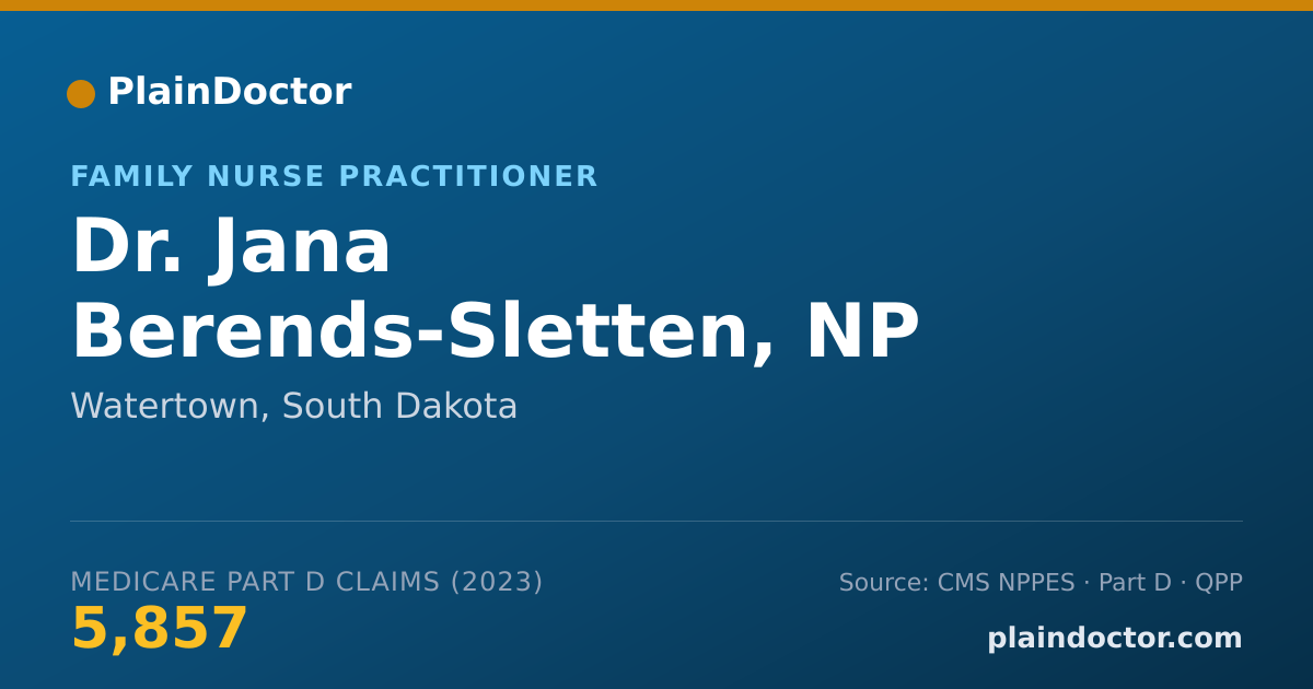 Shareable card for Jana Berends-Sletten, NP - Family Nurse Practitioner, Watertown, SD