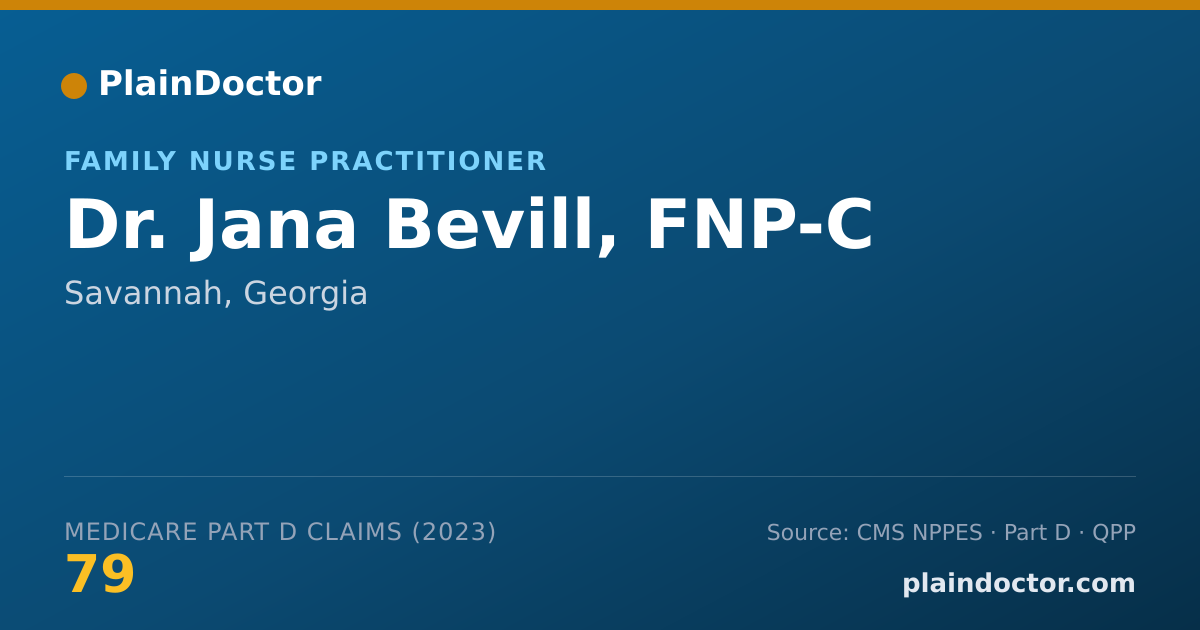 Shareable card for Jana Bevill, FNP-C - Family Nurse Practitioner, Savannah, GA