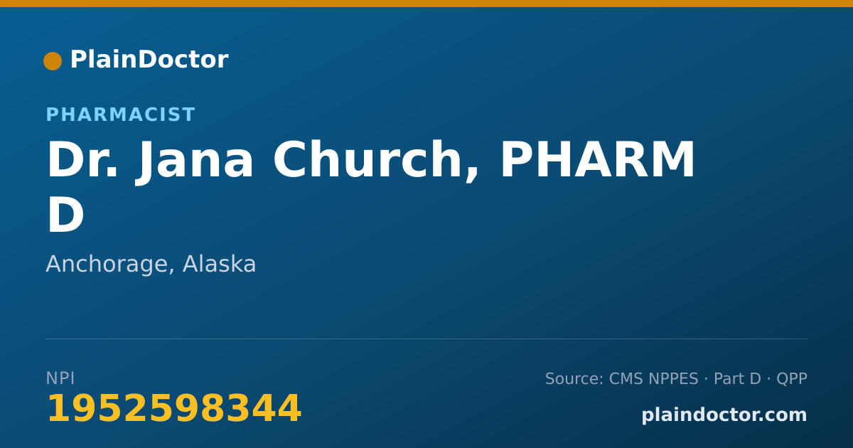 Shareable card for Jana Church, PHARM D - Pharmacist, Anchorage, AK