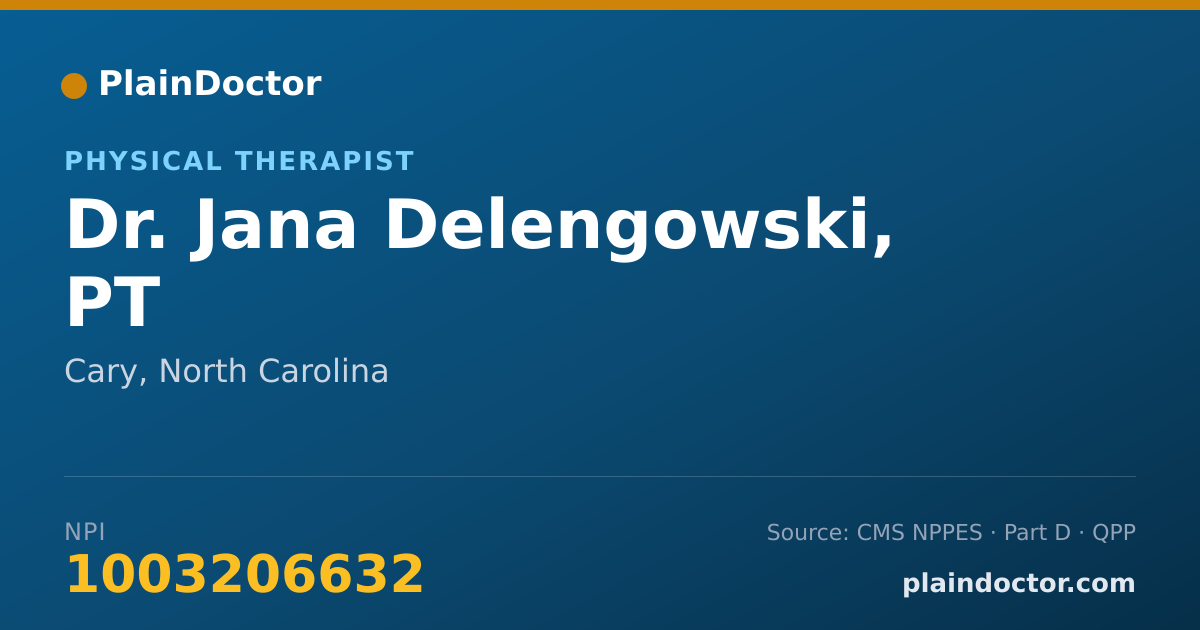 Shareable card for Jana Delengowski, PT - Physical Therapist, Cary, NC