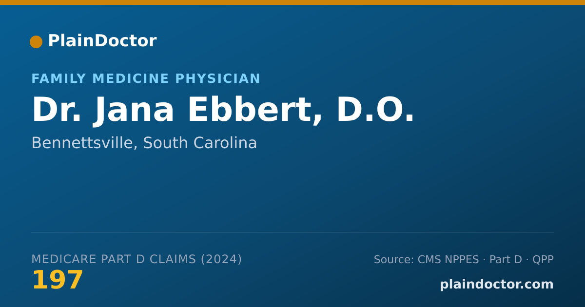 Shareable card for Jana Ebbert, D.O. - Family Medicine Physician, Bennettsville, SC