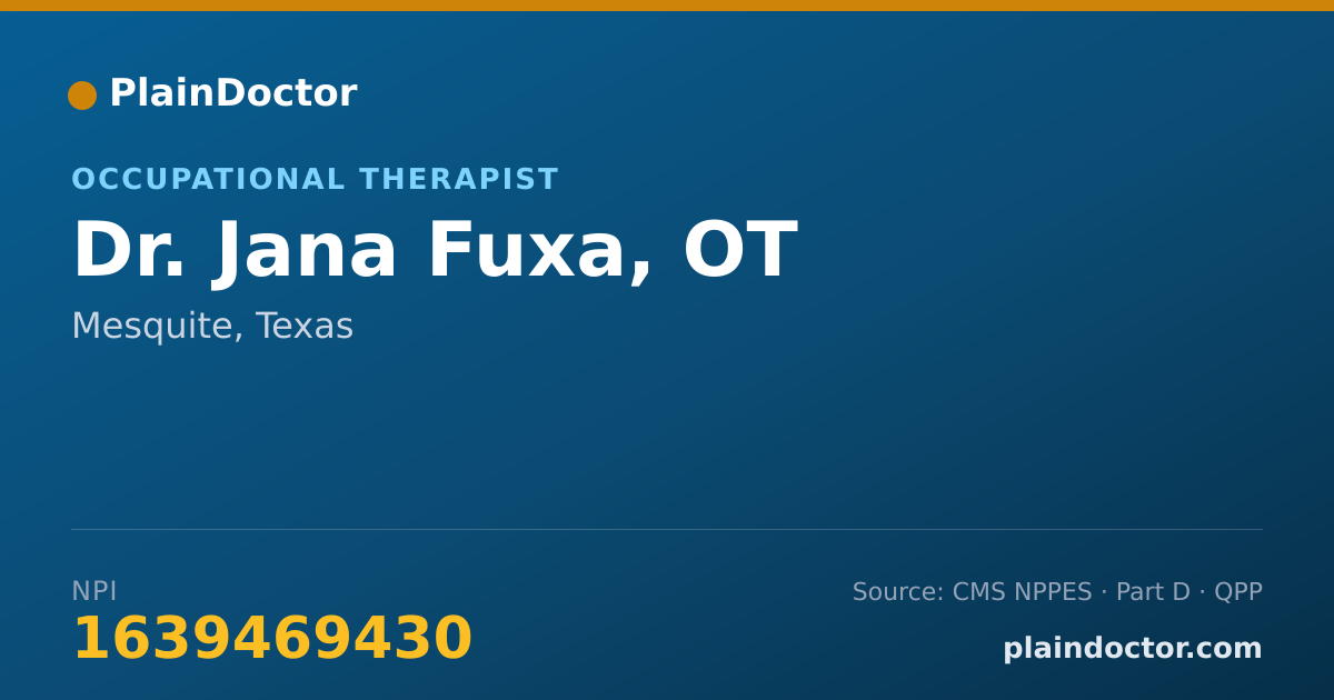 Shareable card for Jana Fuxa, OT - Occupational Therapist, Mesquite, TX