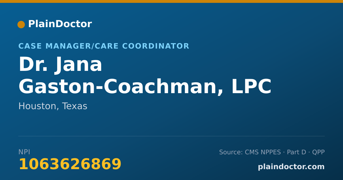 Shareable card for Jana Gaston-Coachman, LPC - Case Manager/Care Coordinator, Houston, TX