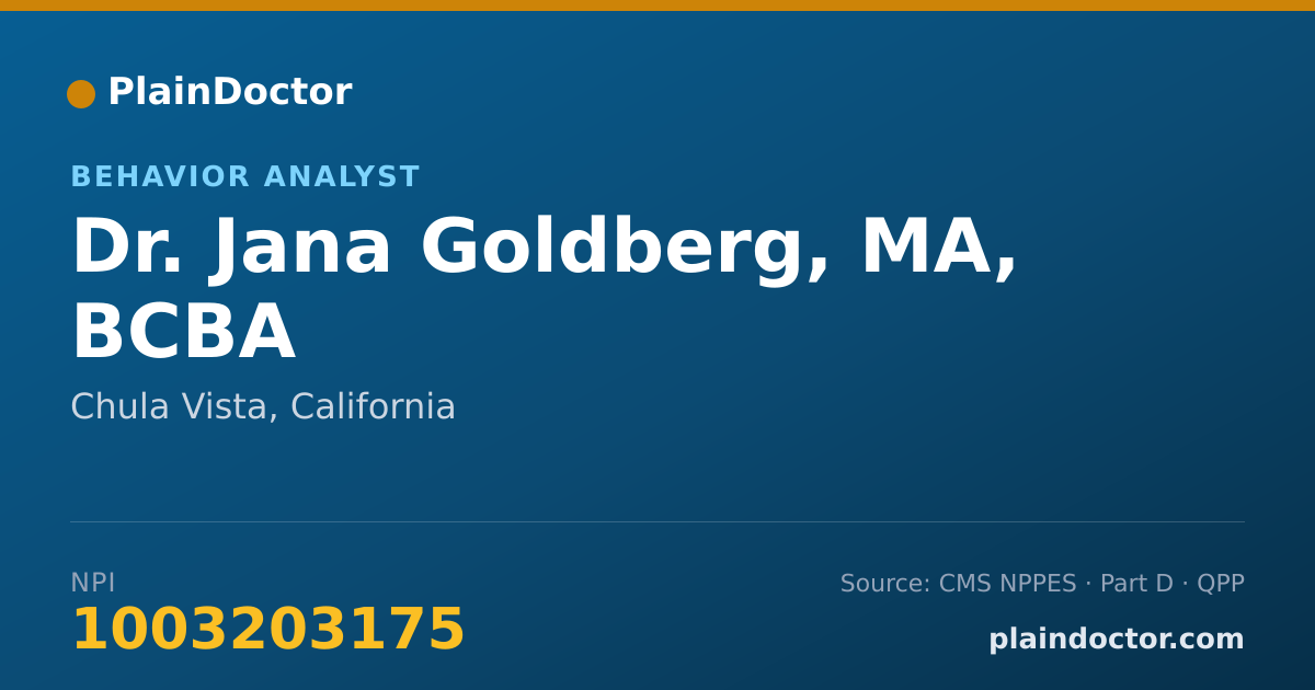 Shareable card for Jana Goldberg, MA, BCBA - Behavior Analyst, Chula Vista, CA