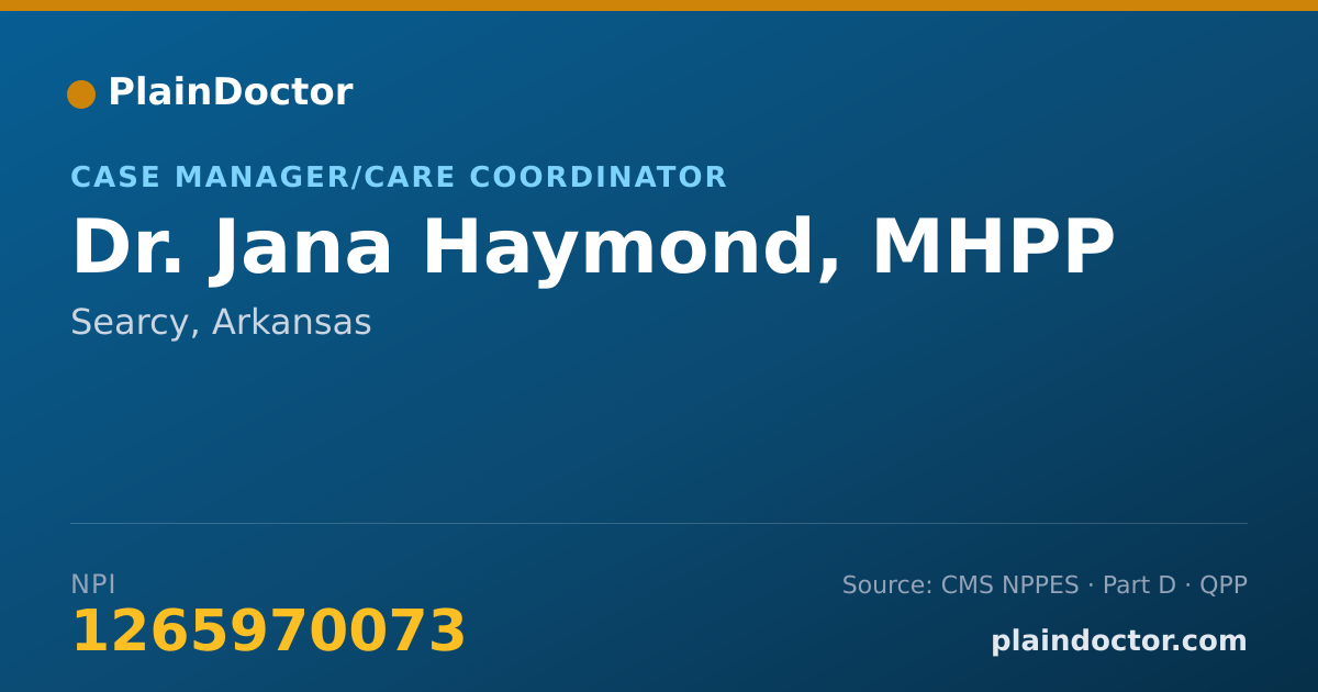 Shareable card for Jana Haymond, MHPP - Case Manager/Care Coordinator, Searcy, AR