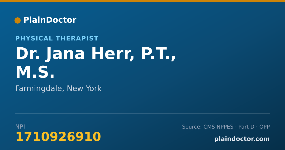 Shareable card for Jana Herr, P.T., M.S. - Physical Therapist, Farmingdale, NY