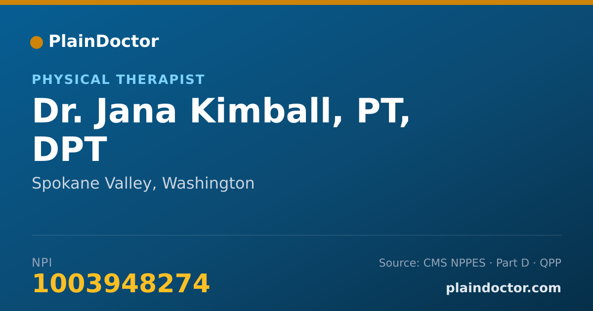 Shareable card for Jana Kimball, PT, DPT - Physical Therapist, Spokane Valley, WA