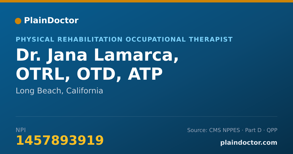 Shareable card for Jana Lamarca, OTRL, OTD, ATP - Physical Rehabilitation Occupational Therapist, Long Beach, CA