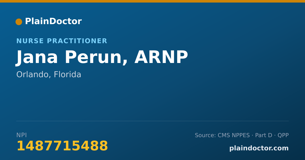 Shareable card for Jana Perun, ARNP - Nurse Practitioner, Orlando, FL