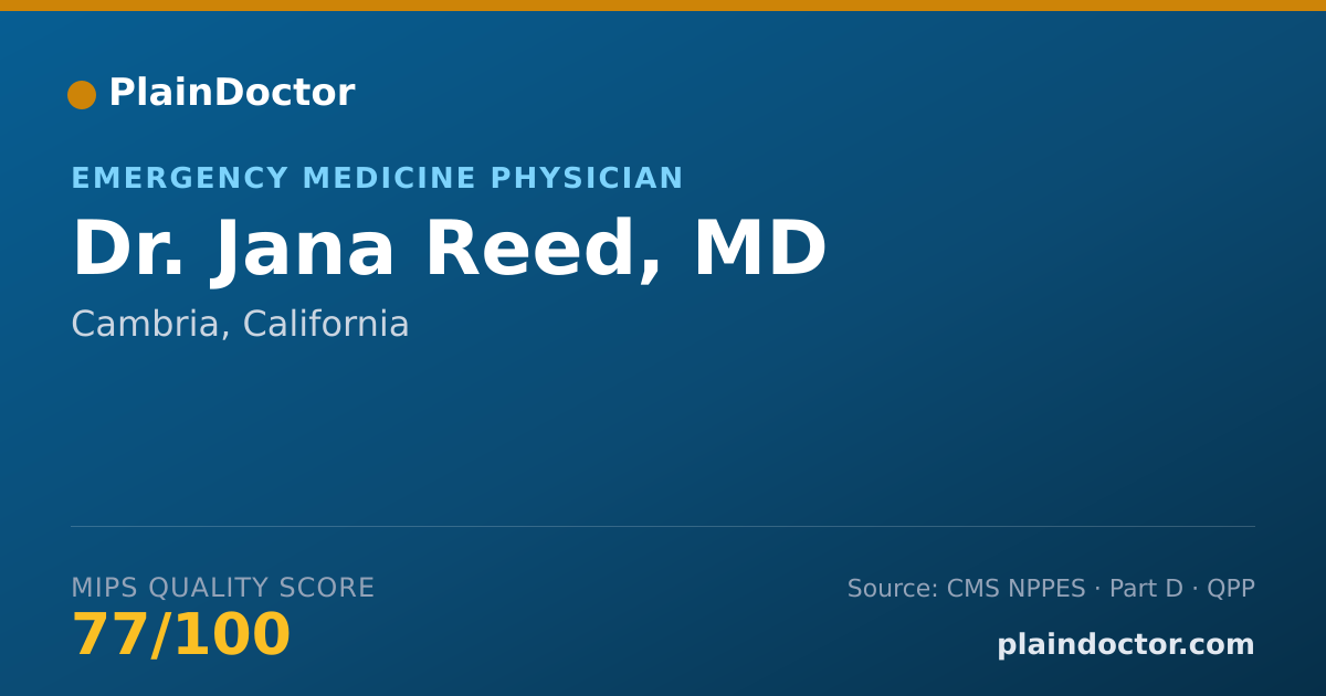 Shareable card for Jana Reed, MD - Emergency Medicine Physician, Cambria, CA