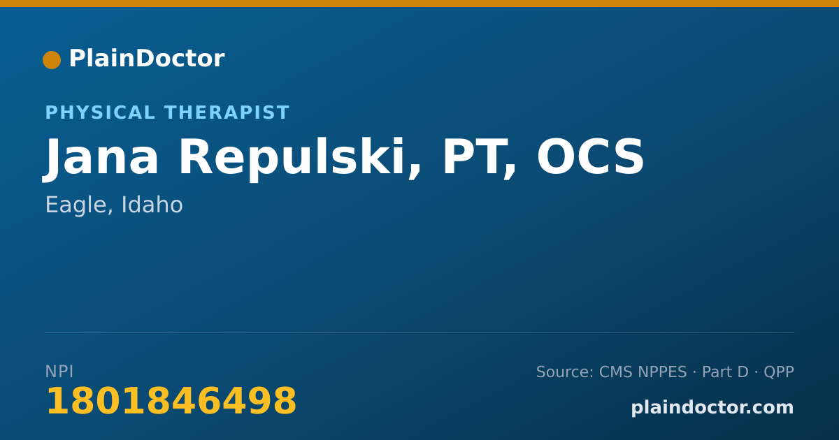 Shareable card for Jana Repulski, PT, OCS - Physical Therapist, Eagle, ID