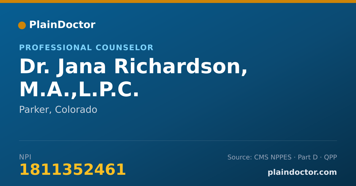 Shareable card for Jana Richardson, M.A.,L.P.C. - Professional Counselor, Parker, CO
