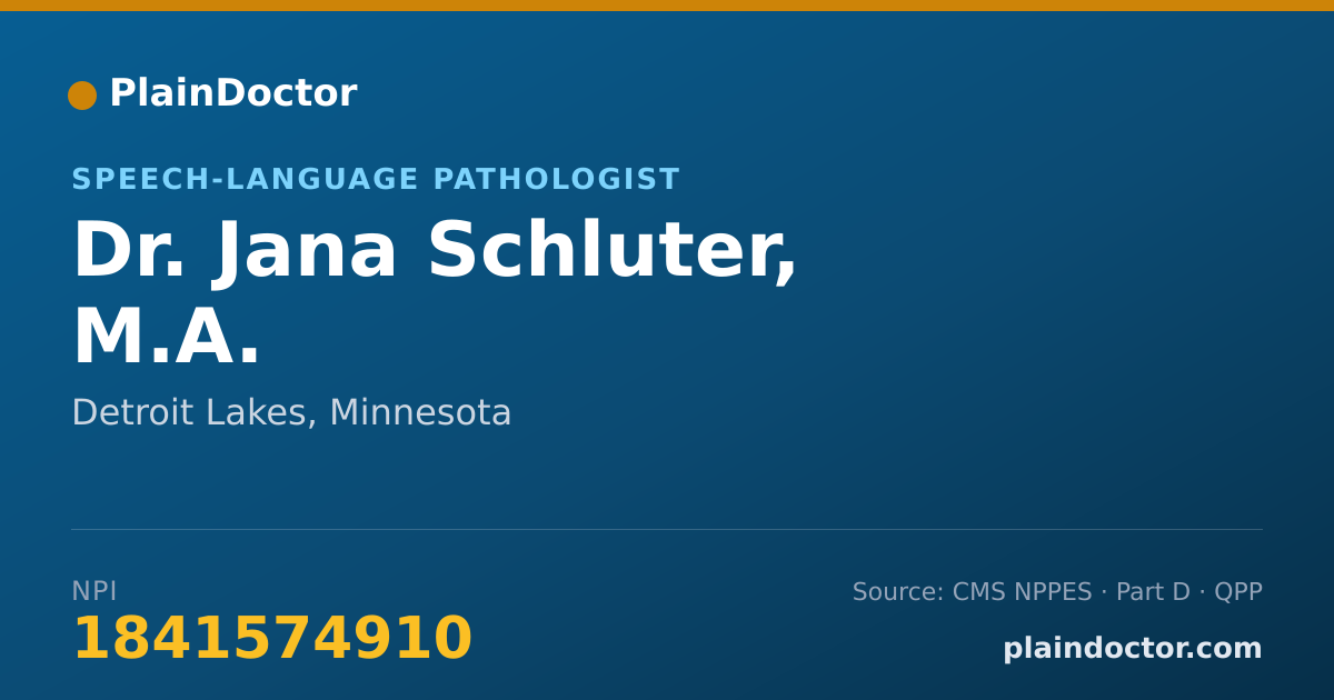 Shareable card for Jana Schluter, M.A. - Speech-Language Pathologist, Detroit Lakes, MN
