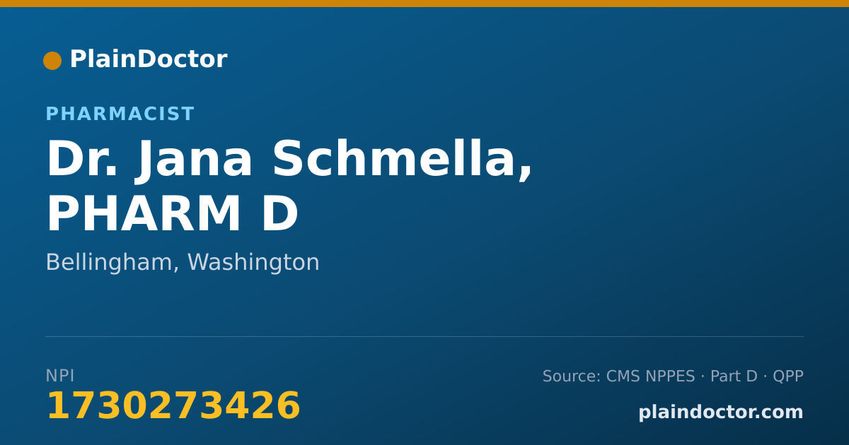 Shareable card for Jana Schmella, PHARM D - Pharmacist, Bellingham, WA