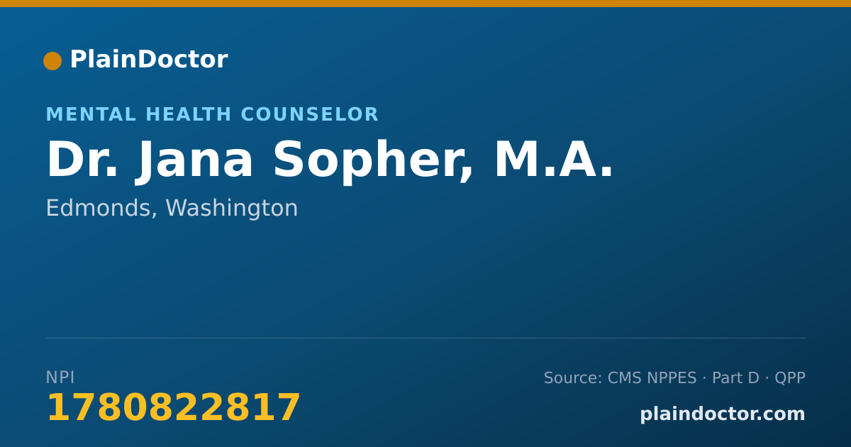 Shareable card for Jana Sopher, M.A. - Mental Health Counselor, Edmonds, WA