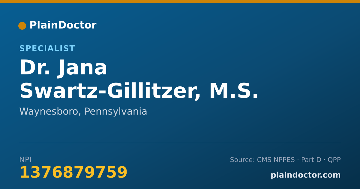 Shareable card for Jana Swartz-Gillitzer, M.S. - Specialist, Waynesboro, PA