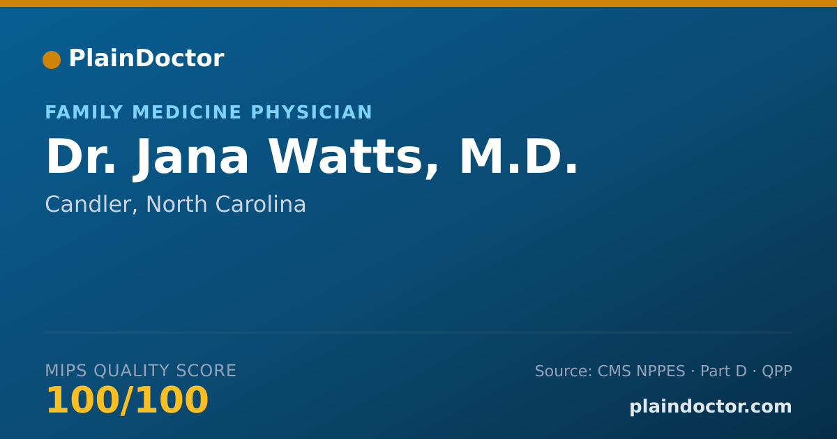 Shareable card for Jana Watts, M.D. - Family Medicine Physician, Candler, NC