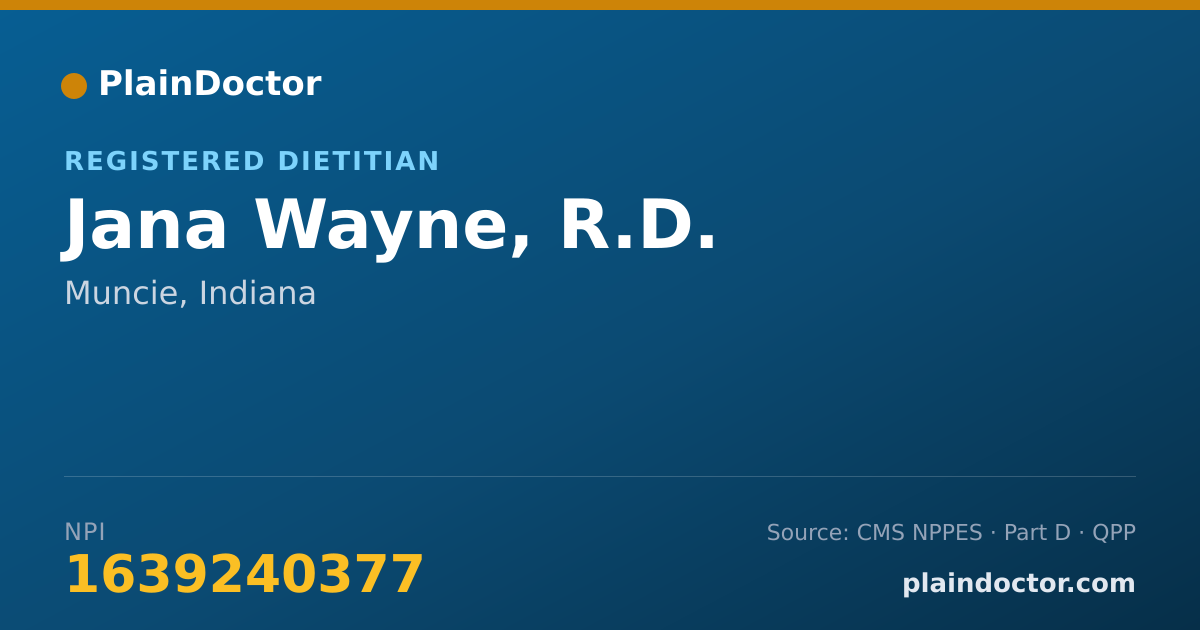 Shareable card for Jana Wayne, R.D. - Registered Dietitian, Muncie, IN