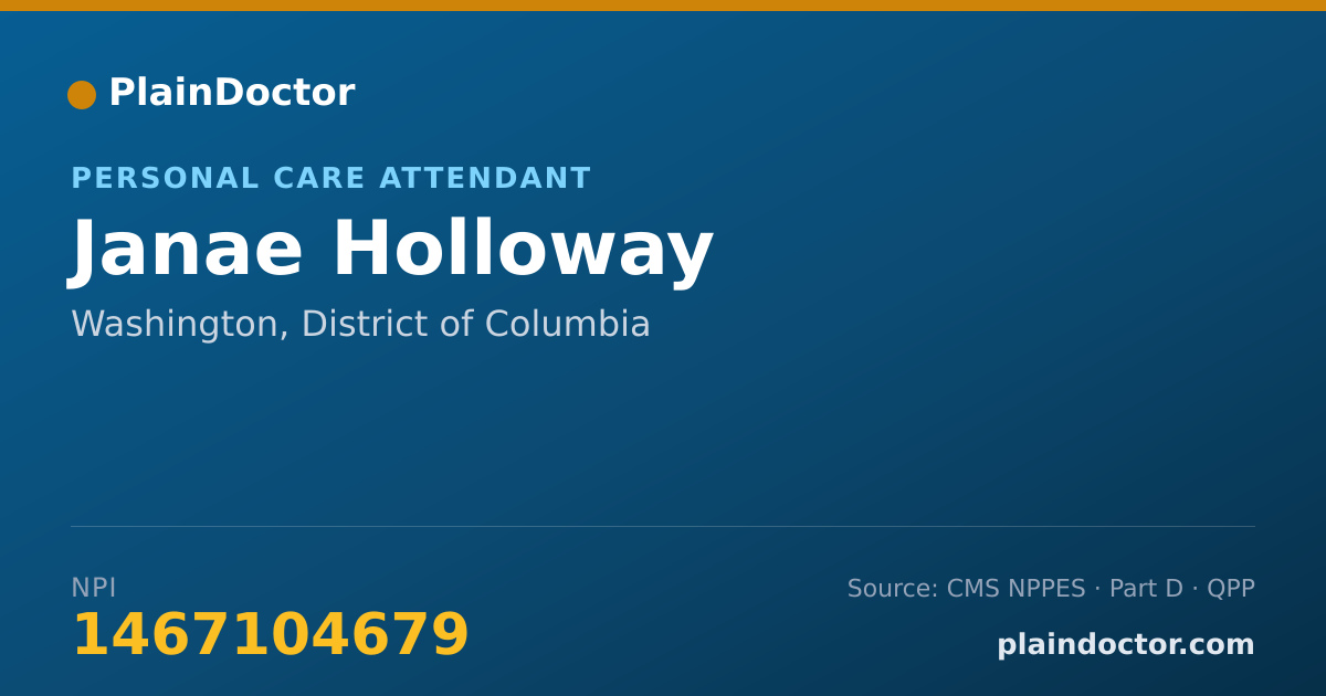 Shareable card for Janae Holloway - Personal Care Attendant, Washington, DC