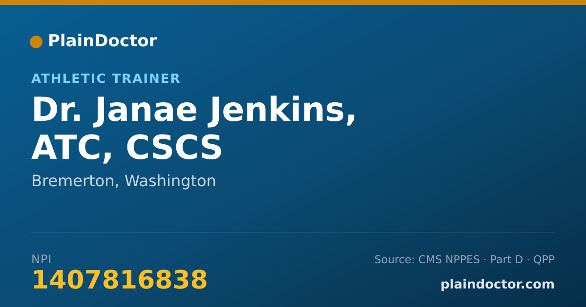 Shareable card for Janae Jenkins, ATC, CSCS - Athletic Trainer, Bremerton, WA