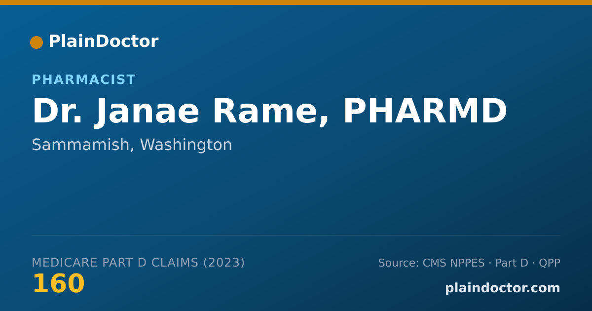 Shareable card for Janae Rame, PHARMD - Pharmacist, Sammamish, WA