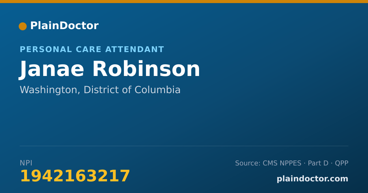 Shareable card for Janae Robinson - Personal Care Attendant, Washington, DC