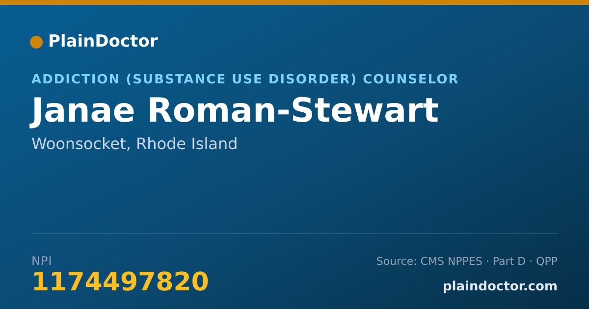 Shareable card for Janae Roman-Stewart - Addiction (Substance Use Disorder) Counselor, Woonsocket, RI