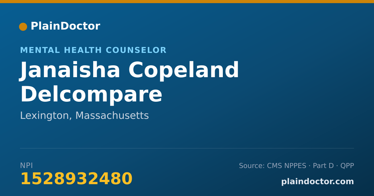 Shareable card for Janaisha Copeland Delcompare - Mental Health Counselor, Lexington, MA