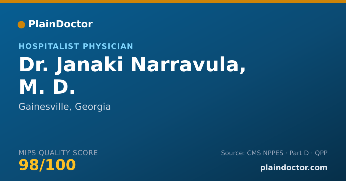 Shareable card for Janaki Narravula, M. D. - Hospitalist Physician, Gainesville, GA