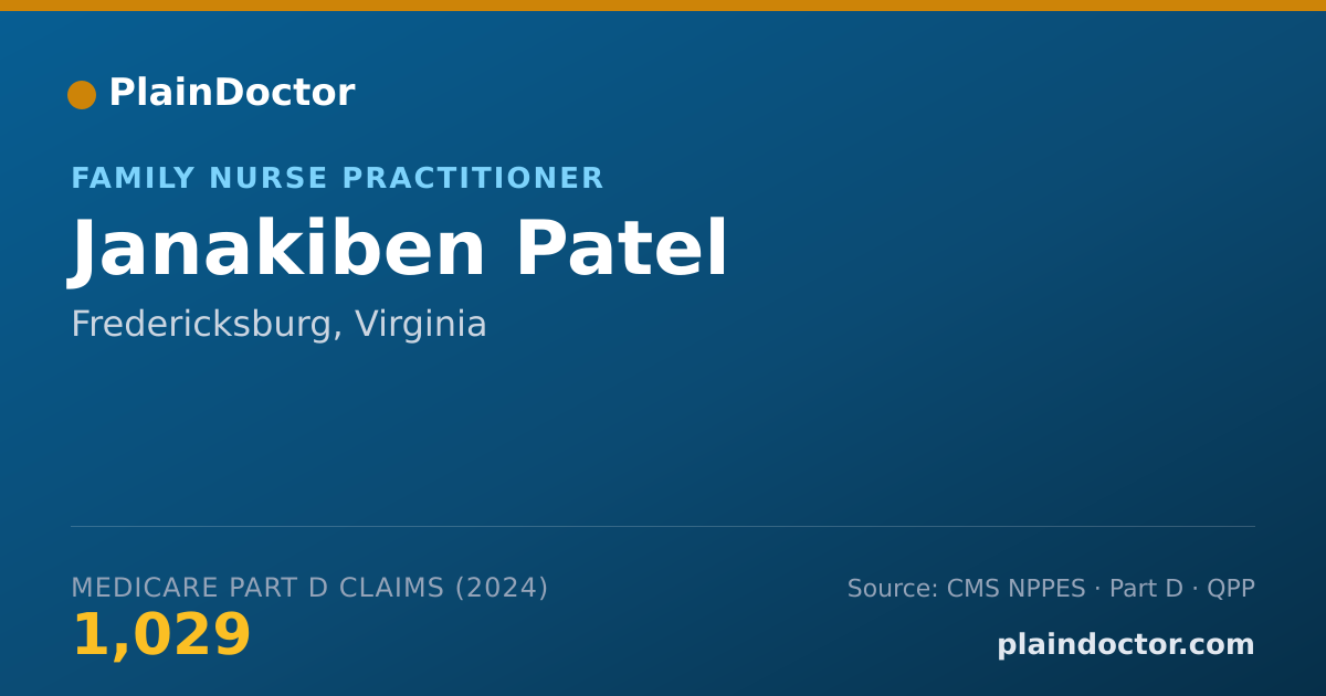 Shareable card for Janakiben Patel - Family Nurse Practitioner, Fredericksburg, VA