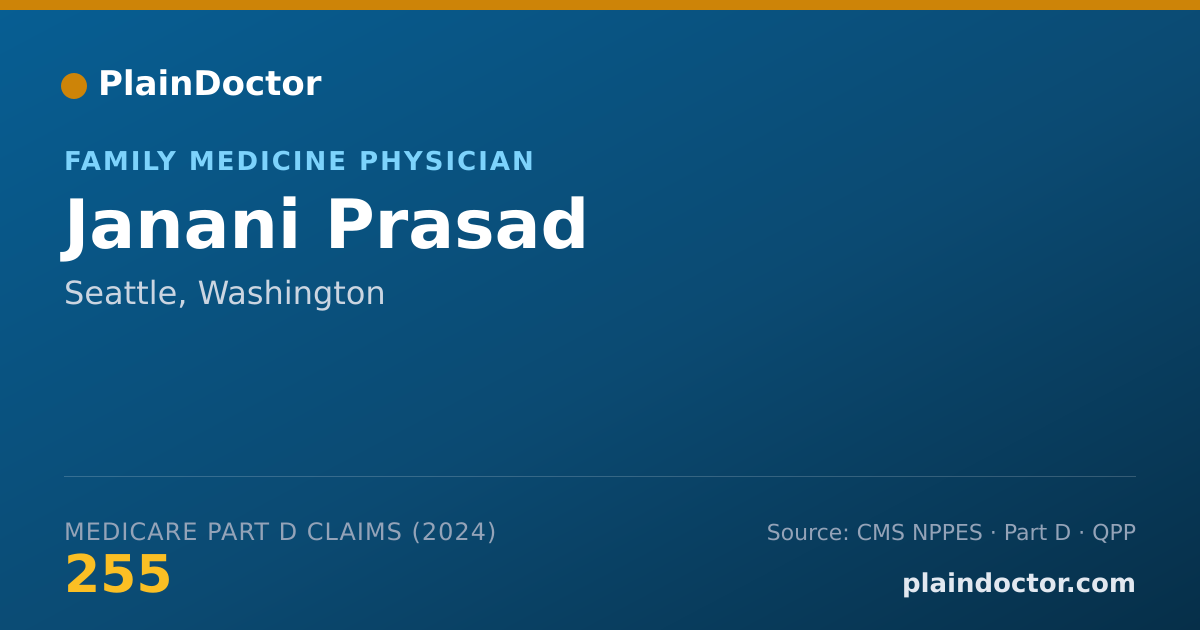 Shareable card for Janani Prasad - Family Medicine Physician, Seattle, WA