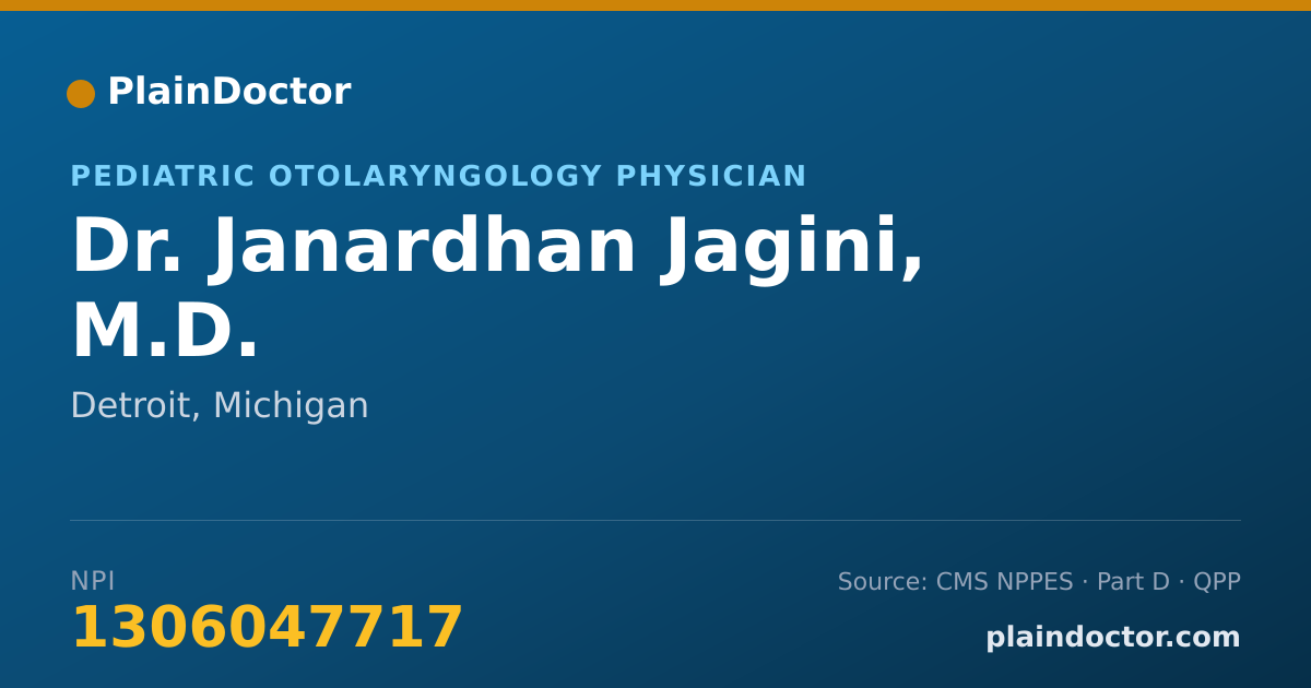 Shareable card for Janardhan Jagini, M.D. - Pediatric Otolaryngology Physician, Detroit, MI