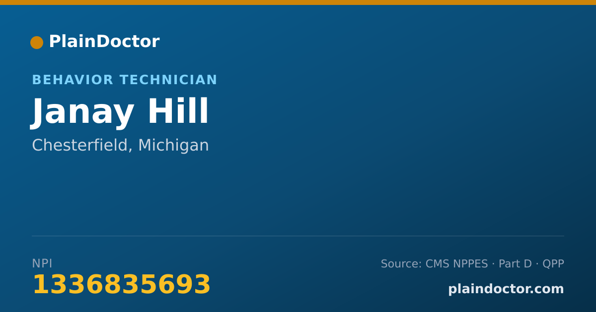 Shareable card for Janay Hill - Behavior Technician, Chesterfield, MI