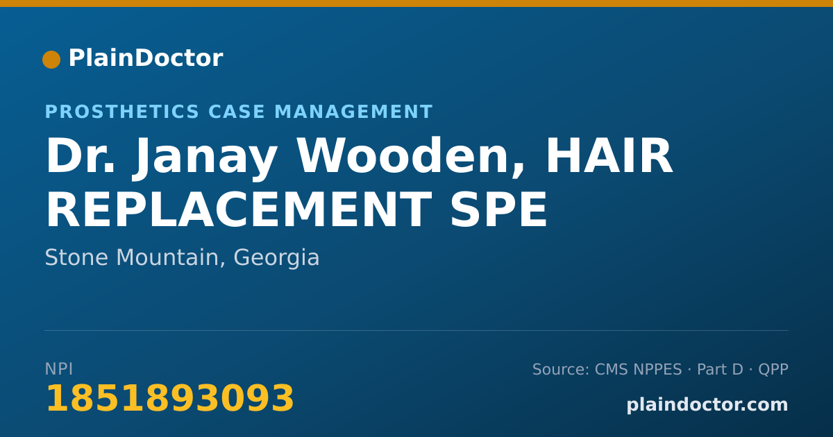 Shareable card for Janay Wooden, HAIR REPLACEMENT SPE - Prosthetics Case Management, Stone Mountain, GA