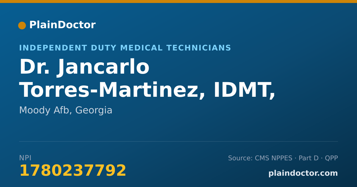Shareable card for Jancarlo Torres-Martinez, IDMT, NRP, FP-C - Independent Duty Medical Technicians, Moody Afb, GA