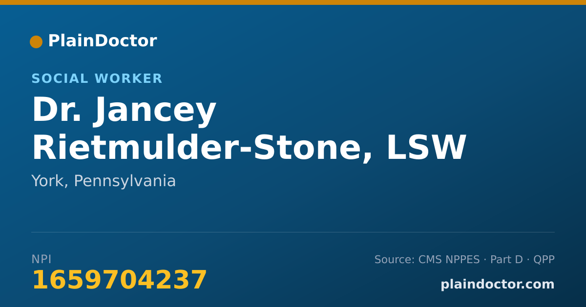 Shareable card for Jancey Rietmulder-Stone, LSW - Social Worker, York, PA