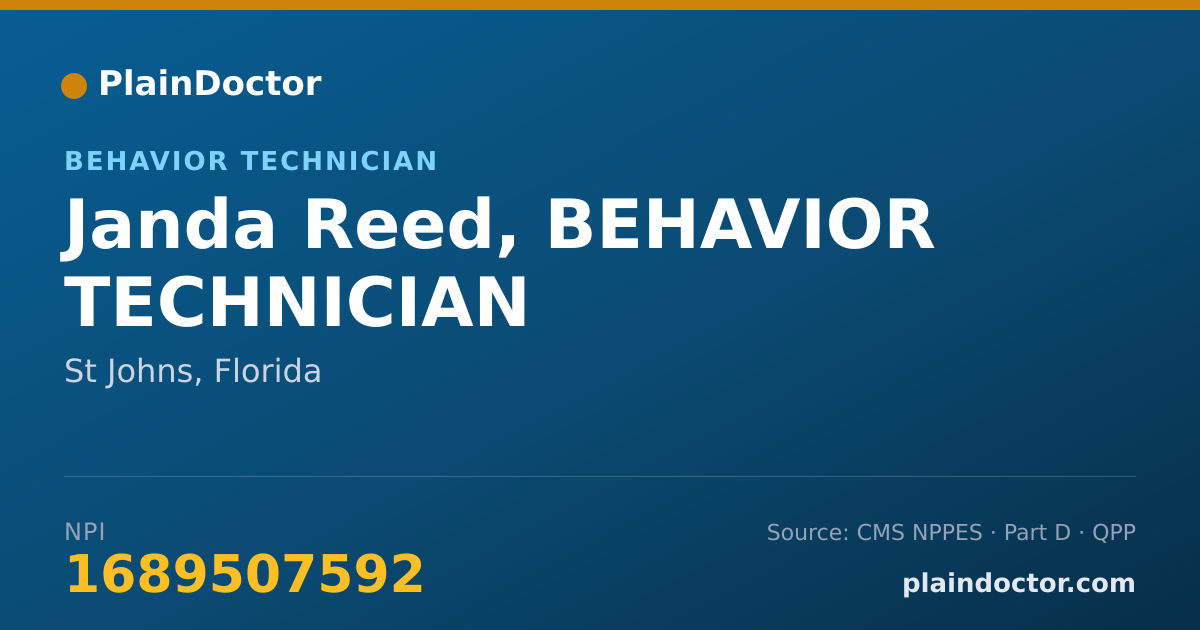 Shareable card for Janda Reed, BEHAVIOR TECHNICIAN - Behavior Technician, St Johns, FL