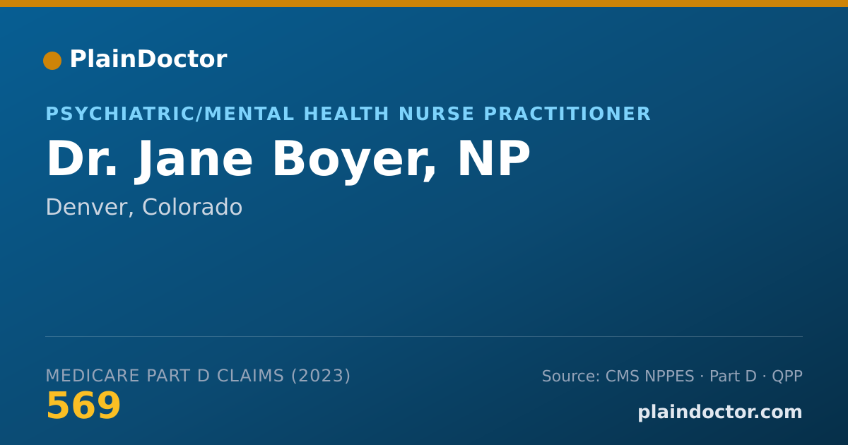 Shareable card for Jane Boyer, NP - Psychiatric/Mental Health Nurse Practitioner, Denver, CO