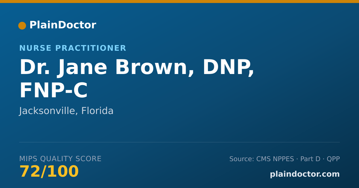 Shareable card for Jane Brown, DNP, FNP-C - Nurse Practitioner, Jacksonville, FL