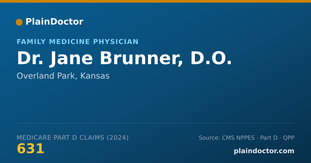 Shareable card for Jane Brunner, D.O. - Family Medicine Physician, Overland Park, KS