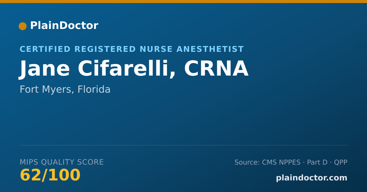 Shareable card for Jane Cifarelli, CRNA - Certified Registered Nurse Anesthetist, Fort Myers, FL